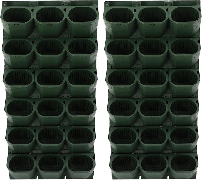 Wall-Mounted Flower Pot Holder for Indoor Outdoor Use on Balcony, Patio, Garden (36-Slot Army Green)
