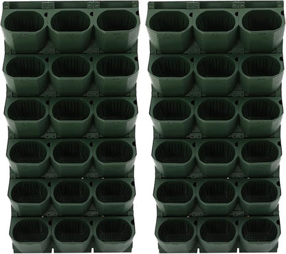 Wall-Mounted Flower Pot Holder for Indoor Outdoor Use on Balcony, Patio, Garden (36-Slot Army Green)