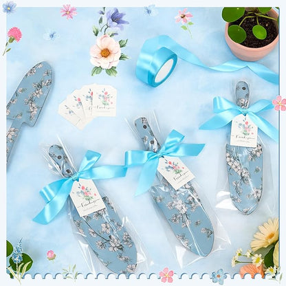 Capoda 12 Sets Floral Garden Shovels Bulk Gardening Gift for Women Garden Tools Floral Hand Heavy Duty Christmas Trowels Thank You Cards with Bags for Mom Gift Birthday Teacher(Blue,Bright)