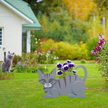 Blue Cat Planter Plant Pots,Cute Cat Flower Planter,Gifts for Pet Lovers,Unique Animal Plant Pots,Office,Indoor Outdoor Garden Decor