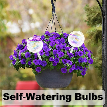 4 Pcs Plant Watering Globes,Rainbow Gradient Glass Watering Devices,Self Watering Planter Insert Plant Accessories for Indoor,Outdoor,Flowerpot,Hanging Plants,Home Garden,8.7" L×2.8" D