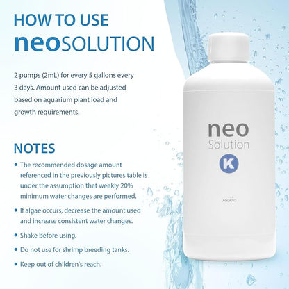 Plant Fertilizer for Aquarium Plants - Potassium-Rich Liquid Fertilizer Promotes Photosynthesis & Healthy Growth for Fish and Aquatic Plants - Neo Solution K, 300ml