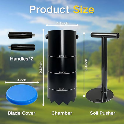 Portable Golf Hole Cutter with Detachable Handle, Stainless Steel Hole Digger, USGA Standard 2 Inch 4 Inch & 6 Inch, for Backyard, Lawn, Garden, Outdoor Putting Green Practice