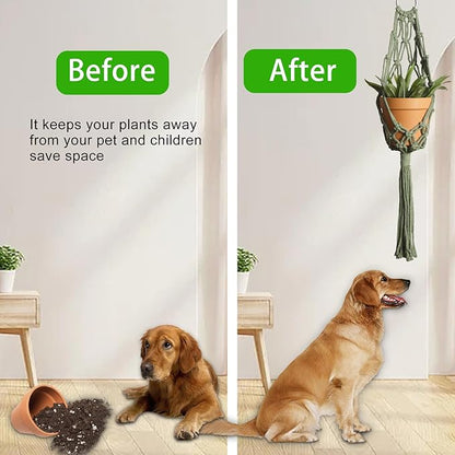 Artilady Macrame Hanging Planter for Indoor Plants, Boho Woven Plant Hanger Large Hanging Flower Pot Holders Outdoor Baskets Storage Green Wall Decor