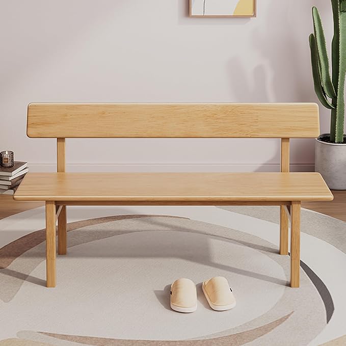 Outdoor indoor Bench,39.3 Patio Garden and balcony Wooden Bench, Weatherproof Sturdy Wood Garden Bench with Seat for Porch, Park, Backyard, 800 Lbs Max Load, 2-Person log color Loveseat with Backrest