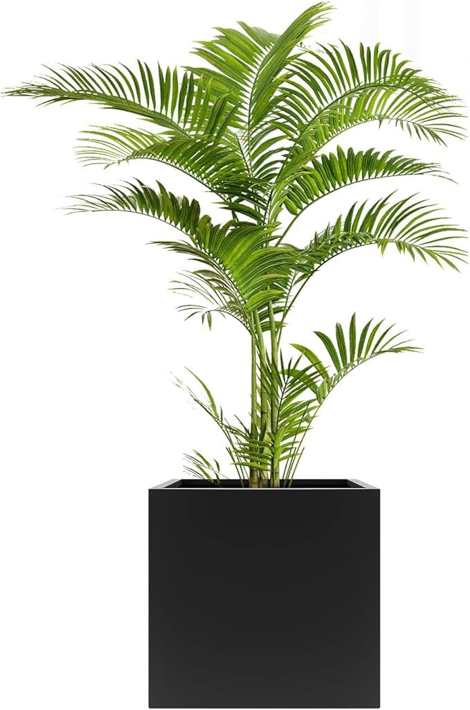 Steel Planter Box Square Indoor Outdoor Planters Large Metal Planter Flower Pot for Garden Patio Deck Yard Commercial Residential (Black, 20" L x 20" W x 20" H)