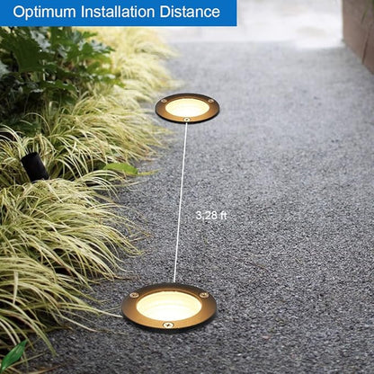 EAGLOD 5W Landscape Well Light,12-24V In-Ground Low Voltage Landscape Lights with Connectors, IP67 Waterproof Landscape Lighting,3000K Paver Lights for Yard, Garden, Patio (2 Pack)