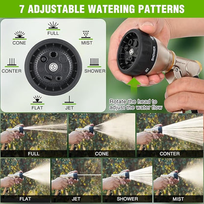Yesker Garden Hose Nozzle, Water Hose Sprayer Nozzle Adjustable 7 Spray Patterns Heavy Duty Metal Water Nozzles for Hose Outdoor with Non-Slip Rubber Grip for Watering Plants Lawns Washing Cars Pets