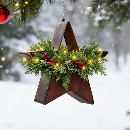 Metal Plant Hangers Indoor and Outdoor: Christmas Birthday Gifts for Women Mom Wife Garden Lovers - Star Shape Hanging Planters Perfect for Window Wall Living Room Office Decor(Rustic)