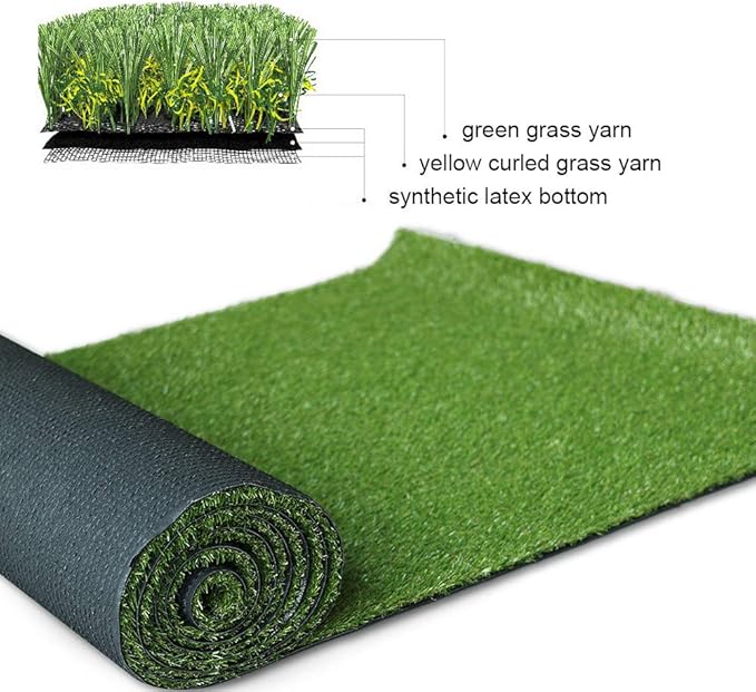 Artificial Grass Lawn Turf 0.8inch Realistic Synthetic Grass Mat, Indoor Outdoor Garden Lawn Landscape for Pets,Fake Faux Grass Rug with Drainage Holes