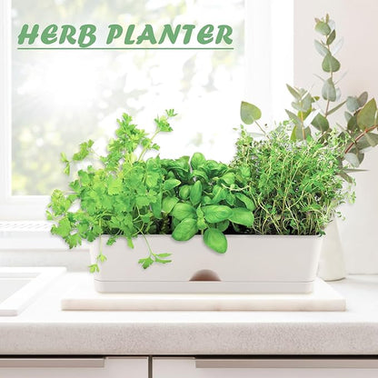 2-Pack Flower Pots Large Window Boxes Planters 16 Inch Rectangle Plant Pot Rectangular Planters for Outdoor Indoor Plants Plastic Windowsill Planter for Herbs Flowers Long Window Sill Planters