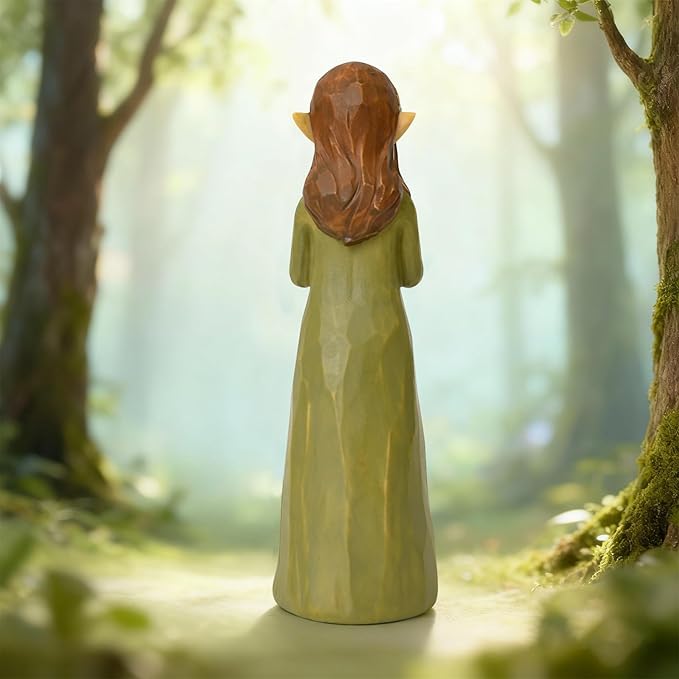 OneGift Praying Elf Fairy Figurines - Sympathy, Healing, Fairy Statue Guardian Blessing Gifts for Loved One, Hand-Painted Resin Green Elf Christmas Decorations Cozy Home Decor