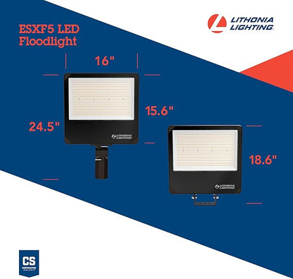 Lithonia Lighting All-in-One LED Flood Light, Waterproof LED Outdoor Light Fixture with Adjustable Brightness and Color Temperature, Yoke or Slipfitter Mount Dusk to Dawn Outdoor Lighting, UVOLT