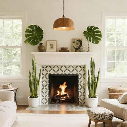 3FT-2PCS Artificial Snake Plant, 32 PVC Lifelike Leaves, 35in Faux Sansevieria for Indoor Home & Garden Decor, Potted Mother-in-Law's Tongue Plants, Yellow