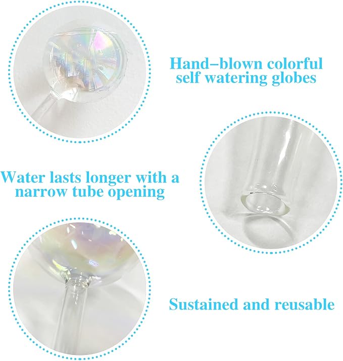 3 Pcs Plant Watering Globes,Self Watering Planter Insert Plant Accessories,Colorful Glass Plant Watering Devices for Indoor Plants