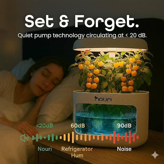Nouri 5 pod APP Smart Garden for Home Cooks | w/Heirloom Tomato | Hydroponics Growing System | LED Grow Lights | Indoor Herb Garden Kit | Herb Growing Kit Indoors for Plant Lovers, Gardeners, Kitchen