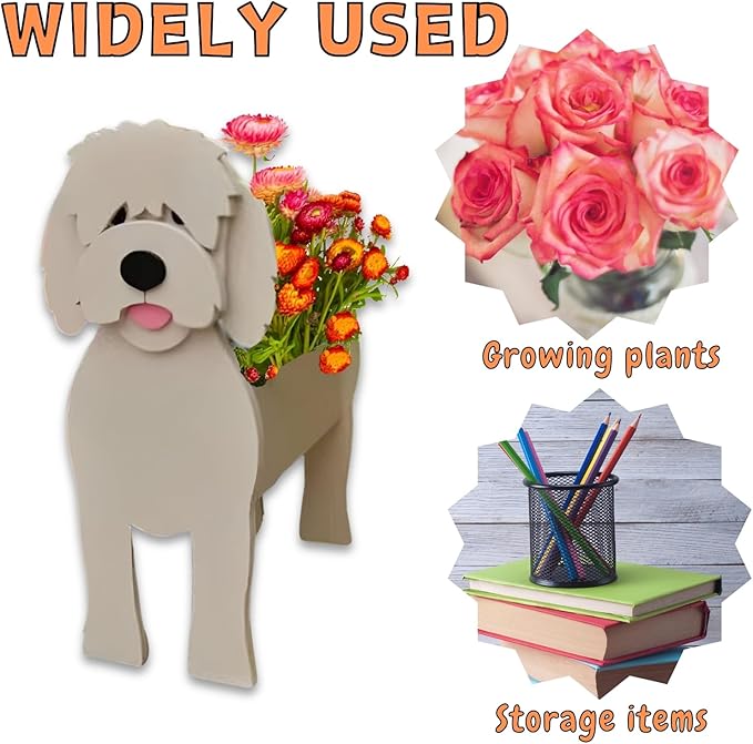 Golden Doodle Dog Planter Plant Pots,Cute Large Dog Flower Planter,Gifts for Pet Lovers,Unique Animal Plant Pots,Office,Indoor Outdoor Garden Decor(9.84 * 9.06 * 17in)