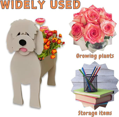 Golden Doodle Dog Planter Plant Pots,Cute Large Dog Flower Planter,Gifts for Pet Lovers,Unique Animal Plant Pots,Office,Indoor Outdoor Garden Decor(9.84 * 9.06 * 17in)