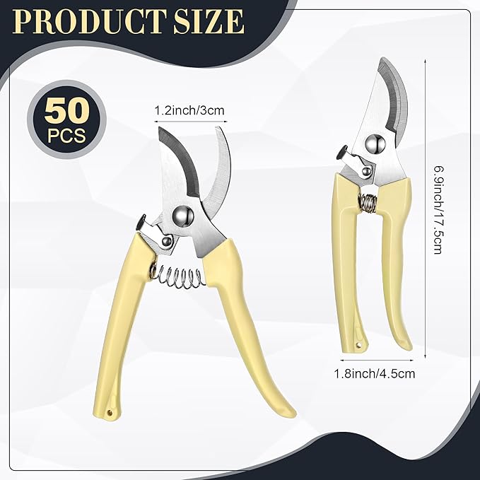 50 Pcs Garden Shears Garden Scissors Trimming Plant Clippers Flower Cutters for Stems Floral Snips Floral Tools Pruners for Flower for Yard Orchard Cutting Bushes Fruit Picking Tree Bonsai