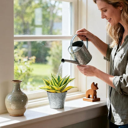 Live Plants Snake Plant in 4" Matte Metal Pot, Easy to Grow Houseplant, Indoor Bonsai, Home Office Decor, Birthday Housewarming Gift