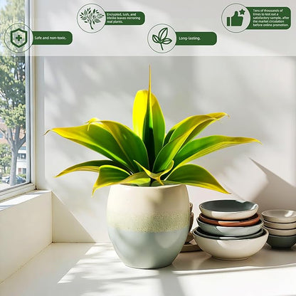 Artificial Agave Faux Agave 12.2In Fake Greenery Outdoor Artificial Plant Fake Plant for Indoor Home Decoration Plastic Plant Outdoor Decor Front Porch Decor Simulation Plants(Yellow,2Pack)