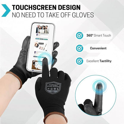 Safety Work Gloves-16/32 Pairs, Micro Foam Nitrile Coated Glove,Seamless Knit Nylon Gloves for Men Women（S-XL