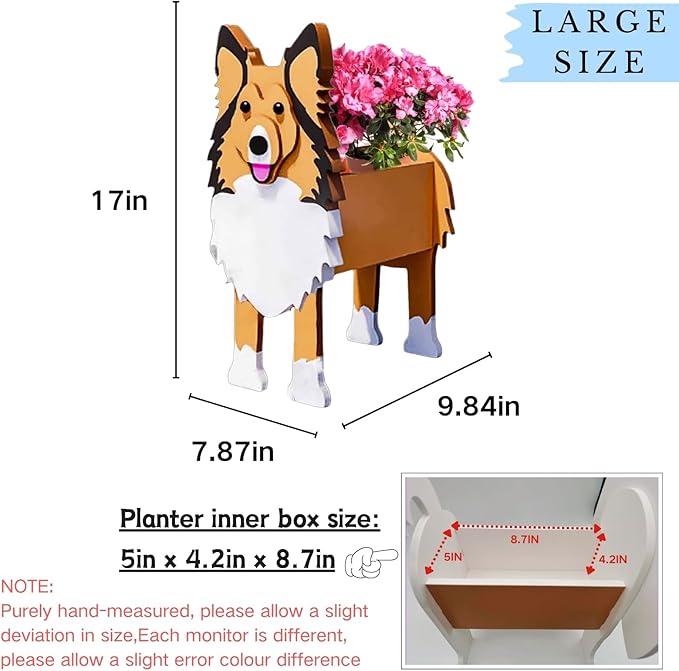 Sheltie Dog Planter Plant Pots,Cute Large Dog Flower Planter,Gifts for Pet Lovers,Unique Animal Plant Pots,Office,Indoor Outdoor Garden Decor(9.84 * 7.87 * 17in)