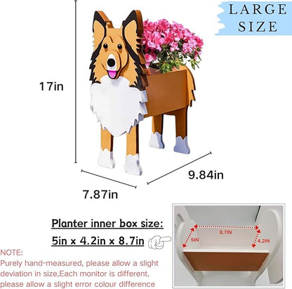 Sheltie Dog Planter Plant Pots,Cute Large Dog Flower Planter,Gifts for Pet Lovers,Unique Animal Plant Pots,Office,Indoor Outdoor Garden Decor(9.84 * 7.87 * 17in)