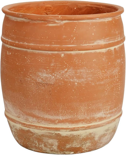 11" Tall x 9.5" Wide Aged Terracotta Clay Planter Pot - Heavy-Duty Concrete-Like Durability, Clay Soil-Friendly Drainage Hole, Rustic Garden Flower Pot for Indoor/Outdoor Use, Succulents, Herbs, Trees