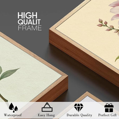 Floral Wall Art Wildflower Wall Decor Framed Botanical Painting 16x24 Inch Set of 3 for Living Room Bedroom Dining Room