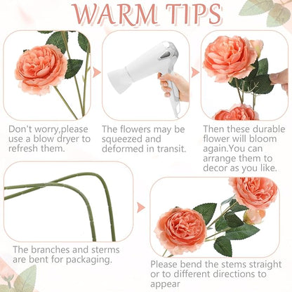 36 Bundles Artificial Flowers Peonies Roses Fake Bouquet for Wedding Bridal Shower Valentine's Day Decorations Fake Floral Arrangements Table Centerpieces Home Decor(Peach)