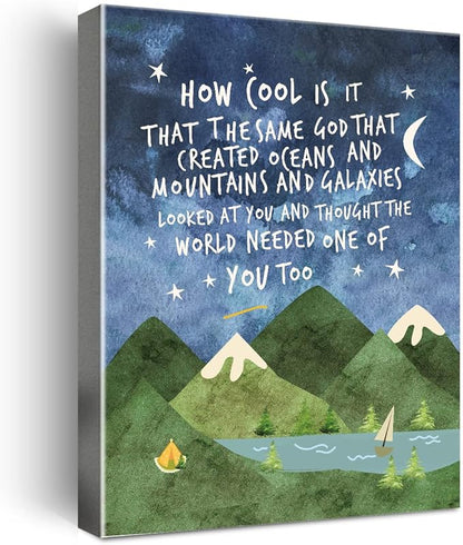 Same God Creation Wall Art,Mountain Wall Art for Nursery Toddler Boy Room Decor,Inspirational Wall Decor Christian Kids Canvas Framed Poster Print,Adoption Gifts First Communion Gifts for Boys