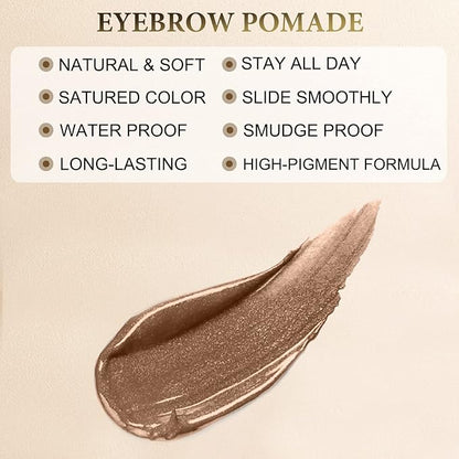 LAVONE Eyebrow Stamp Pencil Kit for Eyebrows Makeup, with Waterproof Eyebrow Pencil, Eyeliner, Eyebrow Pomade, and Dual-ended Eyebrow Brush - Soft Brown