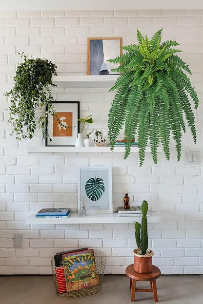 Ferns Fake Plants 50 Fronds Artificial Plants Outdoor 35" Long Fake Fern Look Real Large Plant Artificial Ferns Potted | Hanging Boston Fern | Fake Plant Shrubs for Home Garden Porch Farmhouse Decor