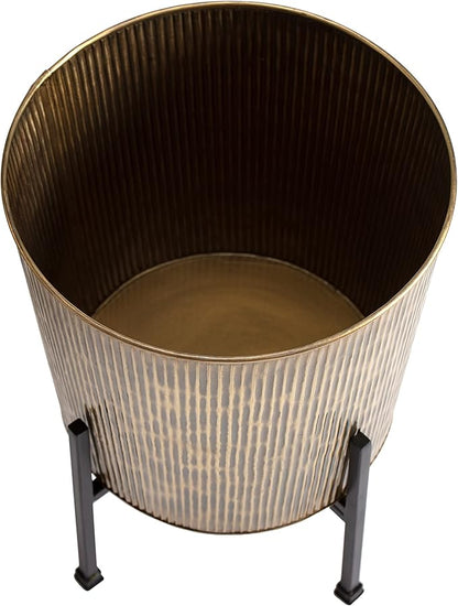 Metal Planters with Stand - Set of 2, Antique Gold (PL-GLD-SET-3002)