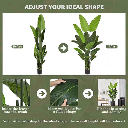Artificial Bird of Paradise Tree 7FT 22 Leaves Tall Large Fake Faux Tropical Banana Plant 84 Inch Black Pot for Indoor Home Office Poolside Porch Mall Hotel School Decor Housewarming Gift