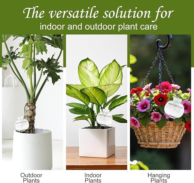 4 Pcs Plant Self Watering Globes, 17oz Large Plastic Water Bulbs Top Fill Watering Globes Slow Release Terracotta, Water Spikes Stakes for Indoor and Outdoor Plants (Clear)