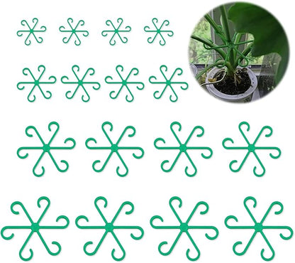 16 Pack Adjustable Indoor Plant Support Stakes, Reusable Plastic Stem Holders & Trellis for Monstera, Pothos, Vines Vertical Growth Air Circulation Stable Stem Support (Green)