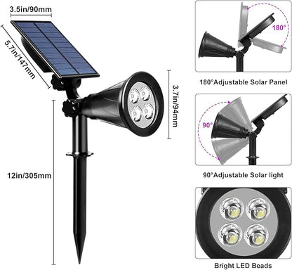 T-SUN Green Solar Spotlights, Green Solar Lights Outdoor, Auto-ON/Off 180°Angle Adjustable Solar Lights for Tree, Patio, Yard, Garden, Driveway, Pool Area (Green-2pack)