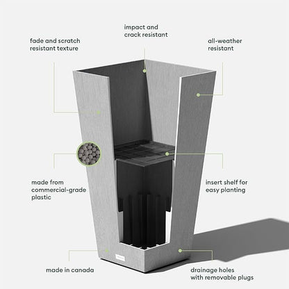 Veradek V-Resin Indoor/Outdoor Taper Planter (30 inch, Grey)