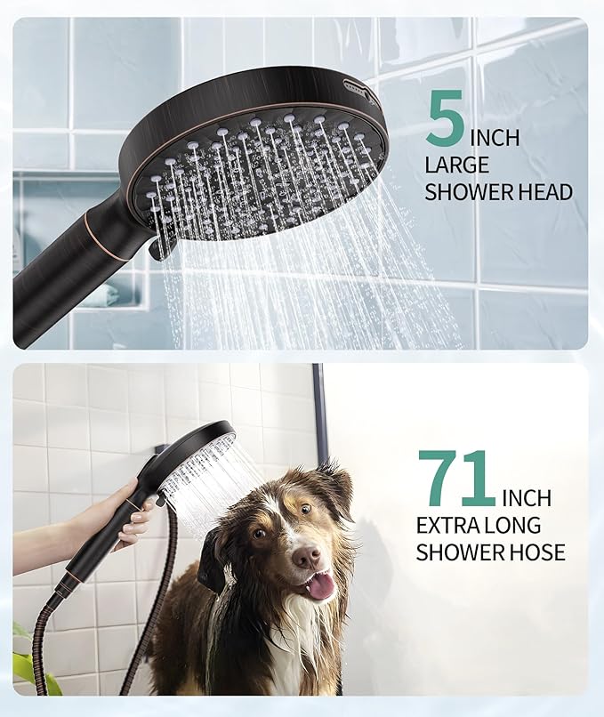 SR SUN RISE Filtered Shower Head with Handheld High Pressure 9 Spray Mode Showerhead Detachable Shower Head Water Softener Filters Beads for Hard Water Remove Chlorine 4 Filters ORB