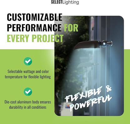 Select LED Flood Light with Photocell, 50W/80W/100W Wattage Selectable, 13500 Lumen, 3000K/4000K/5000K CCT, IP65 Waterproof, UL Certified Outdoor Security Light for Yard, Driveway (Knuckle Mount)