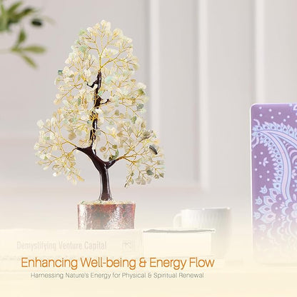 7 Chakra Money Tree Healing Feng Shui Statues & Figurines Reiki Crystal Balancing Buddha Home Décor (Green Jade G)