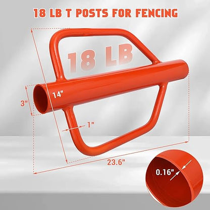 18LB Fence Post Driver with Handles, 3" Diameter t Post Pounder, Heavy Duty Carbon Steel for u Channel, Farm Fencing Wooden Post