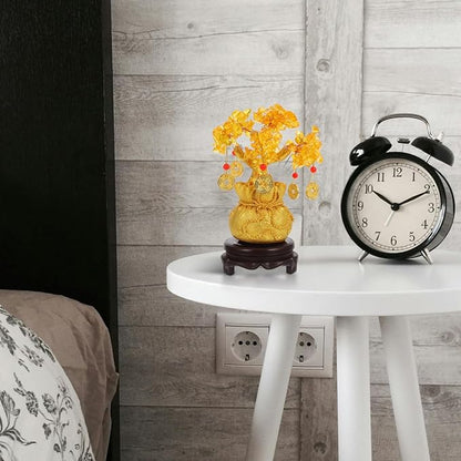 Didiseaon Crystal Money Tree: Feng Shui Ornaments Chinese Money Crystal Bonsai Tree Indoor for Wealth and Luck, Home Decoration with Coins Base and Knot Amulet