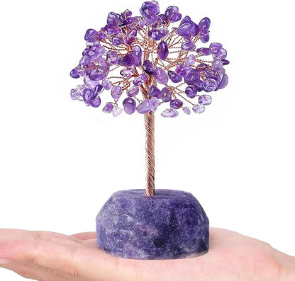 YATOJUZI 4.7"-5.1" Amethyst Crystal Money Tree,Purple Desk Cubicle Decorations Office Room Decor for Women,Meditation Accessories Reiki Gifts for Women,Crystals and Healing Stones,Tree of Life