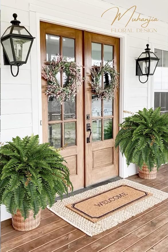 Artificial Boston Fern Silky Bush, 48IN Faux Fern Large Hanging Lifelike Plant for Indoors Outdoors Home Decor, Suitable for Porch Entrance Garden Home, 85Branches (1 Pcs)