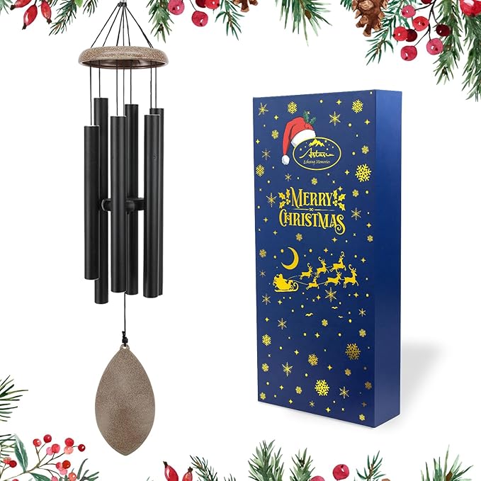 Wind Chimes for Outside, All Metal Tuned Wind Chime Outdoors, Sympathy & Memorial Wind Chimes for Mom Dad, Leaf Design, Box Included