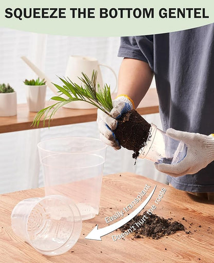 homenote Clear Nursery Pots for Plants,4 Inch Plant Pot for Planting Plastic Seedling with Drainage Holes Seed Starter Flower High Transparency with 20 Labels (30 Pack)