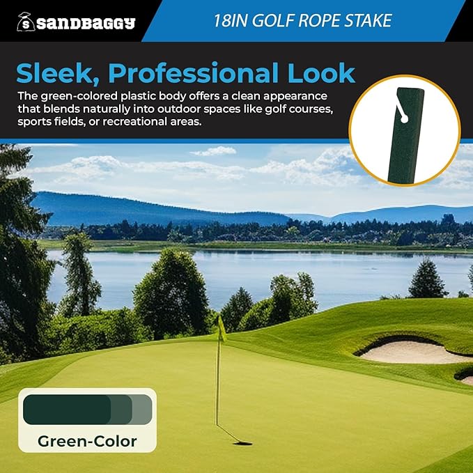 18" Golf Rope Stake - Square Stake (UV Resistant) - Sandbaggy (18-inch, 1, Count)